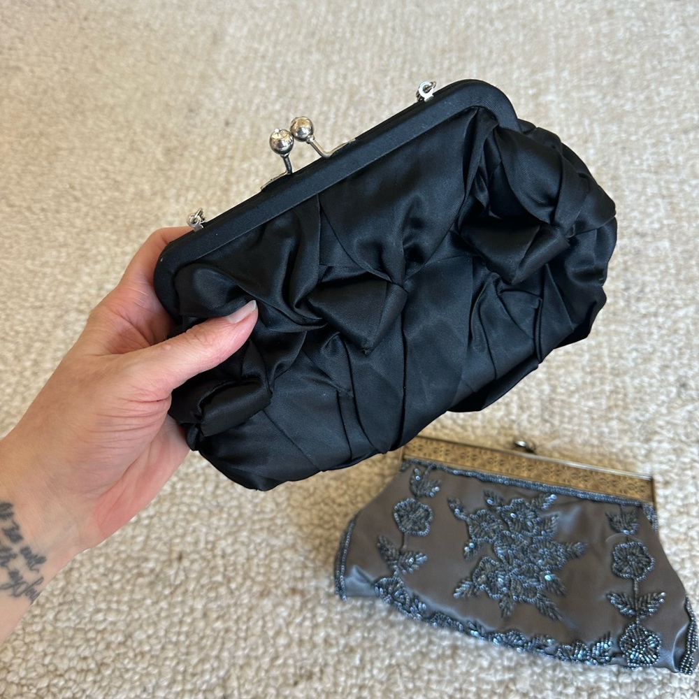 White House Black Market Satin Ruched Clutch